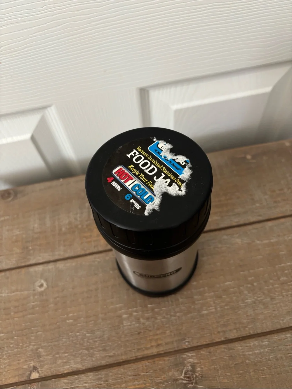 Stainless Steel Food Jar with Black Lid - Insulated Portable Container